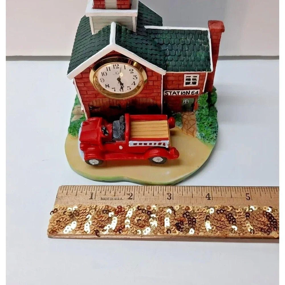 Nikko Quartz Movement Polystone Clock Station 64 Firehouse  Works New Battery‎